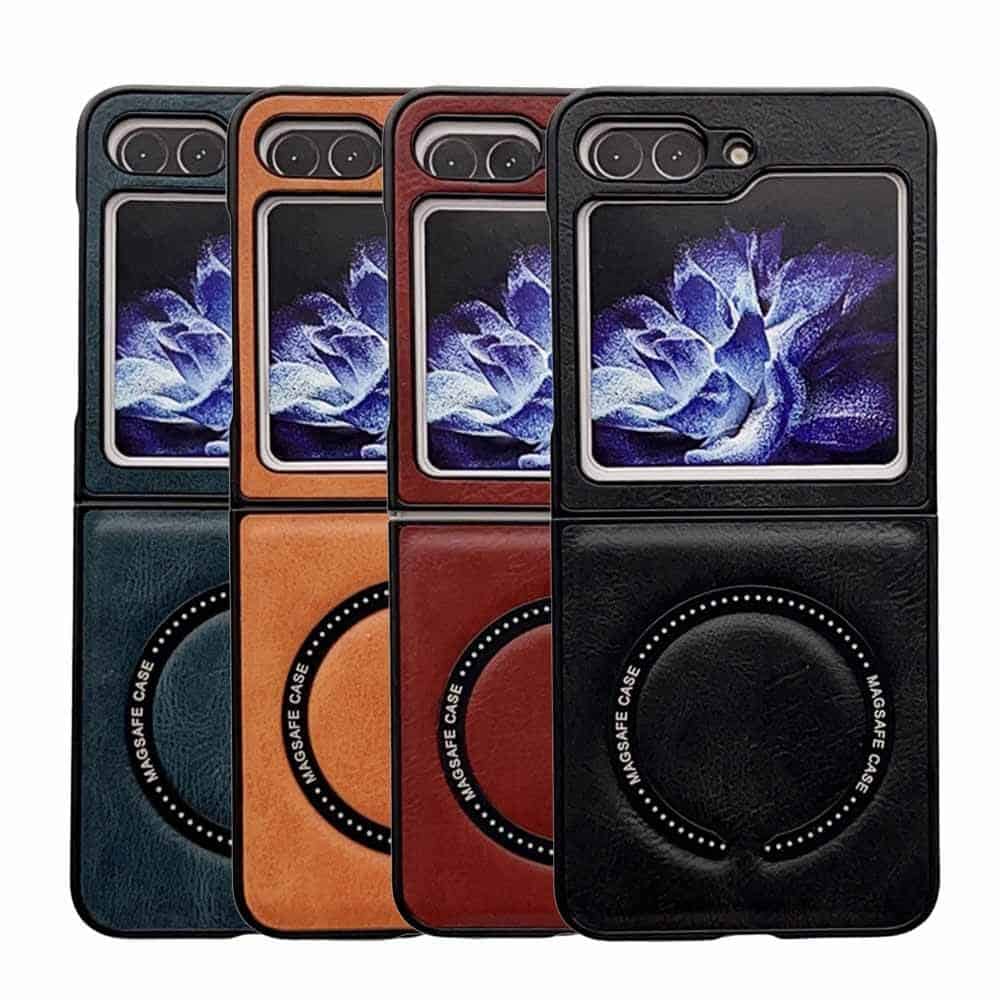 For Samsung Galaxy Z Flip5 Leather Pattern Magnetic MagSafe PU Back Phone Case Protective Cover For Samsung Galaxy Z Flip5 Leather Pattern Magnetic MagSafe PU Back Phone Case Protective Cover